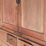 Antique 1790s Late 18th Century Early American Primitive Corner Cupboard with Original Red Milk Paint