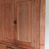 Antique 1790s Late 18th Century Early American Primitive Corner Cupboard with Original Red Milk Paint