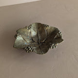 Vintage Midcentury Brass Lemon Leaves Footed Catchall Dish Bowl