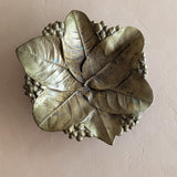 Vintage Midcentury Brass Lemon Leaves Footed Catchall Dish Bowl