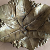 Vintage Midcentury Brass Lemon Leaves Footed Catchall Dish Bowl