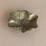 Vintage Midcentury Brass Lemon Leaves Footed Catchall Dish Bowl