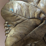 Vintage Midcentury Brass Lemon Leaves Footed Catchall Dish Bowl