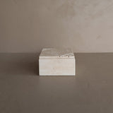 Vintage Lidded Square Travertine Box