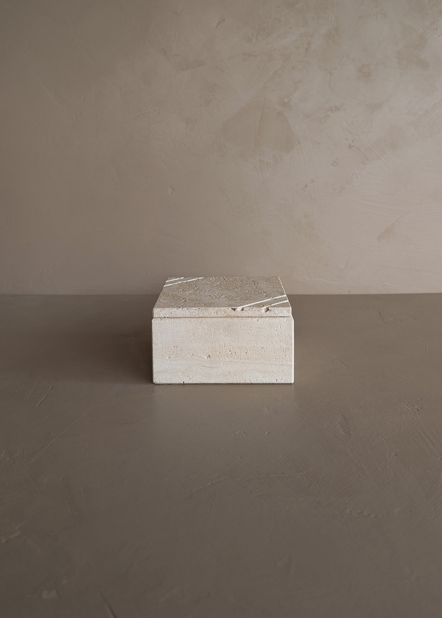 Vintage Lidded Square Travertine Box