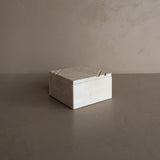 Vintage Lidded Square Travertine Box