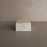 Vintage Lidded Square Travertine Box
