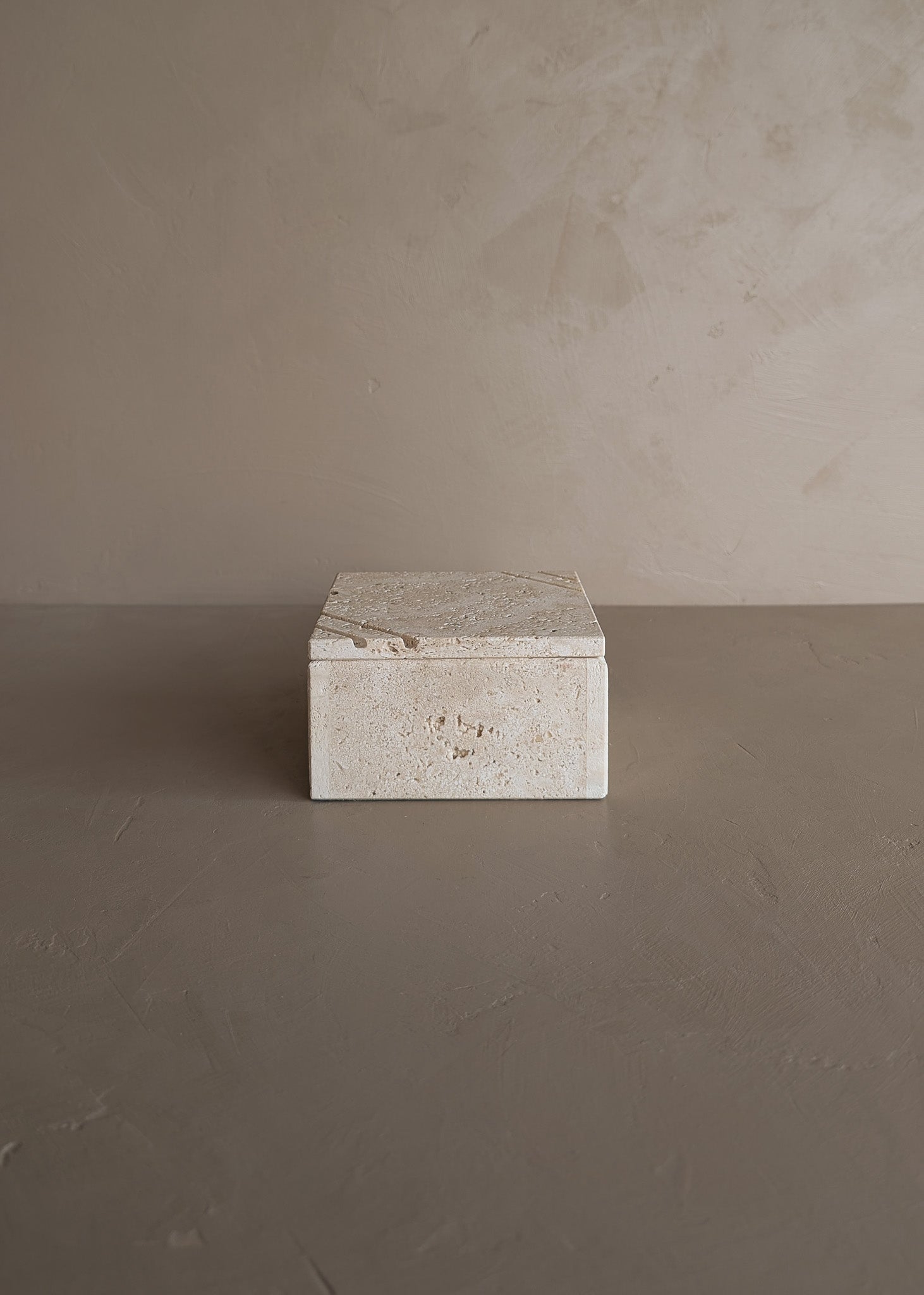 Vintage Lidded Square Travertine Box