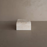 Vintage Lidded Square Travertine Box
