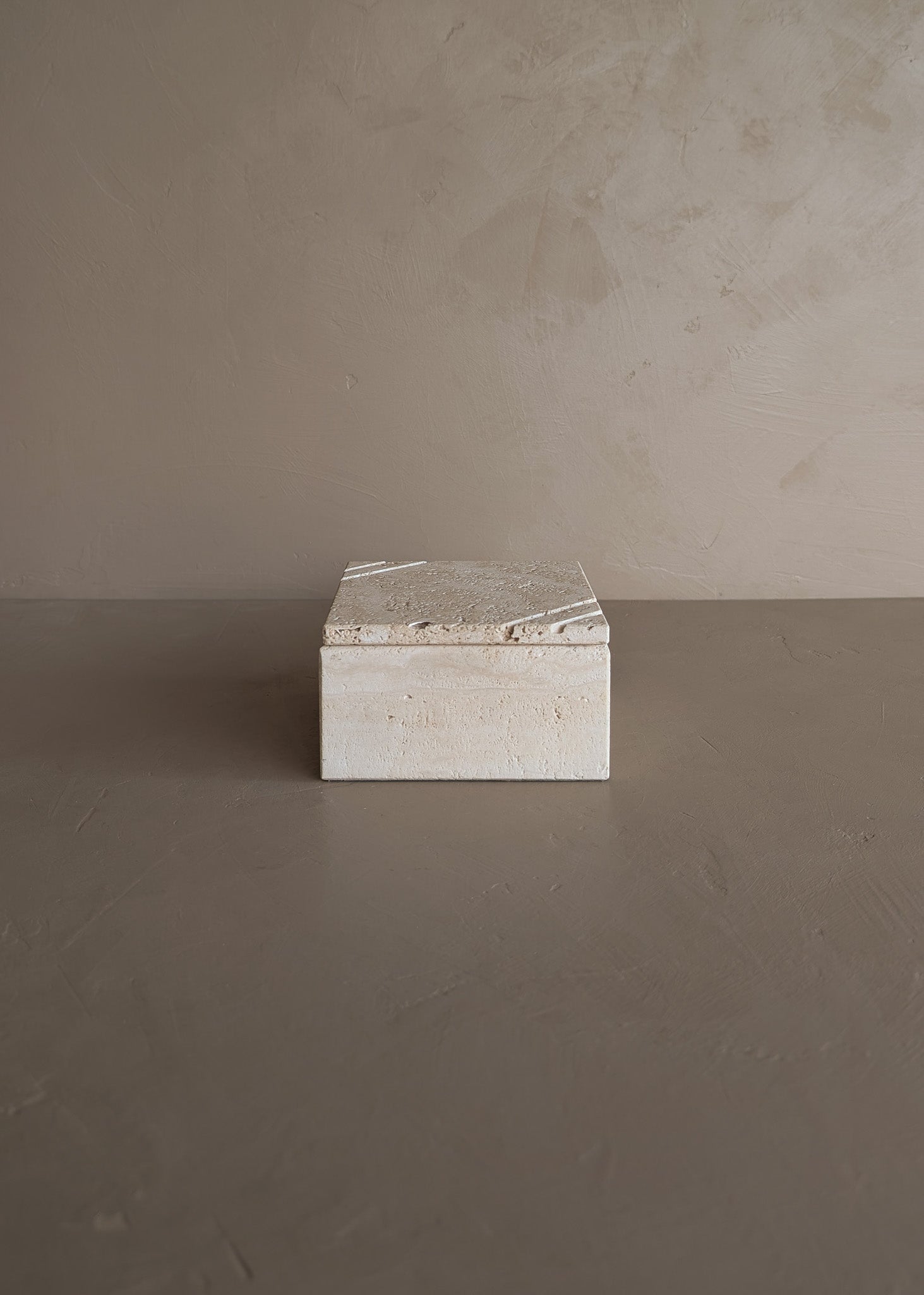 Vintage Lidded Square Travertine Box