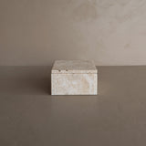 Vintage Lidded Square Travertine Box