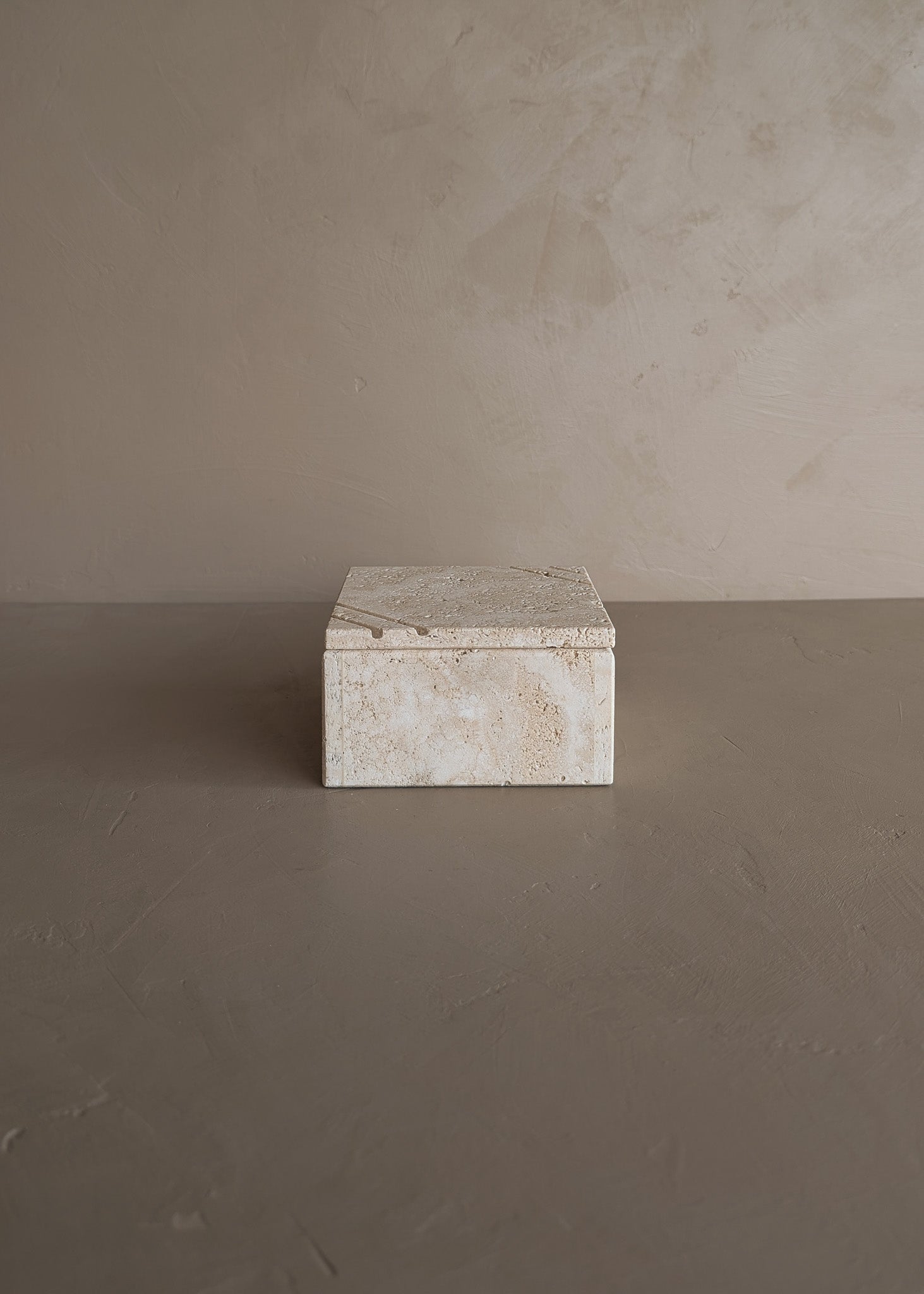Vintage Lidded Square Travertine Box
