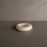 Unique Vintage Chunky Edge Round Alabaster Catchall Bowl Dish