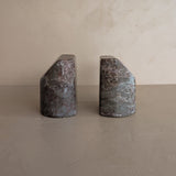 Pair of Unique Vintage Dark Moody Neutral Natural Stone Bookends