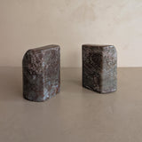 Pair of Unique Vintage Dark Moody Neutral Natural Stone Bookends