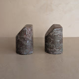Pair of Unique Vintage Dark Moody Neutral Natural Stone Bookends