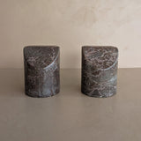 Pair of Unique Vintage Dark Moody Neutral Natural Stone Bookends