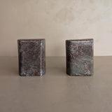 Pair of Unique Vintage Dark Moody Neutral Natural Stone Bookends