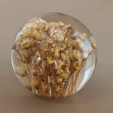 Vintage Round Orb Real Dried Floral Acrylic Paperweight