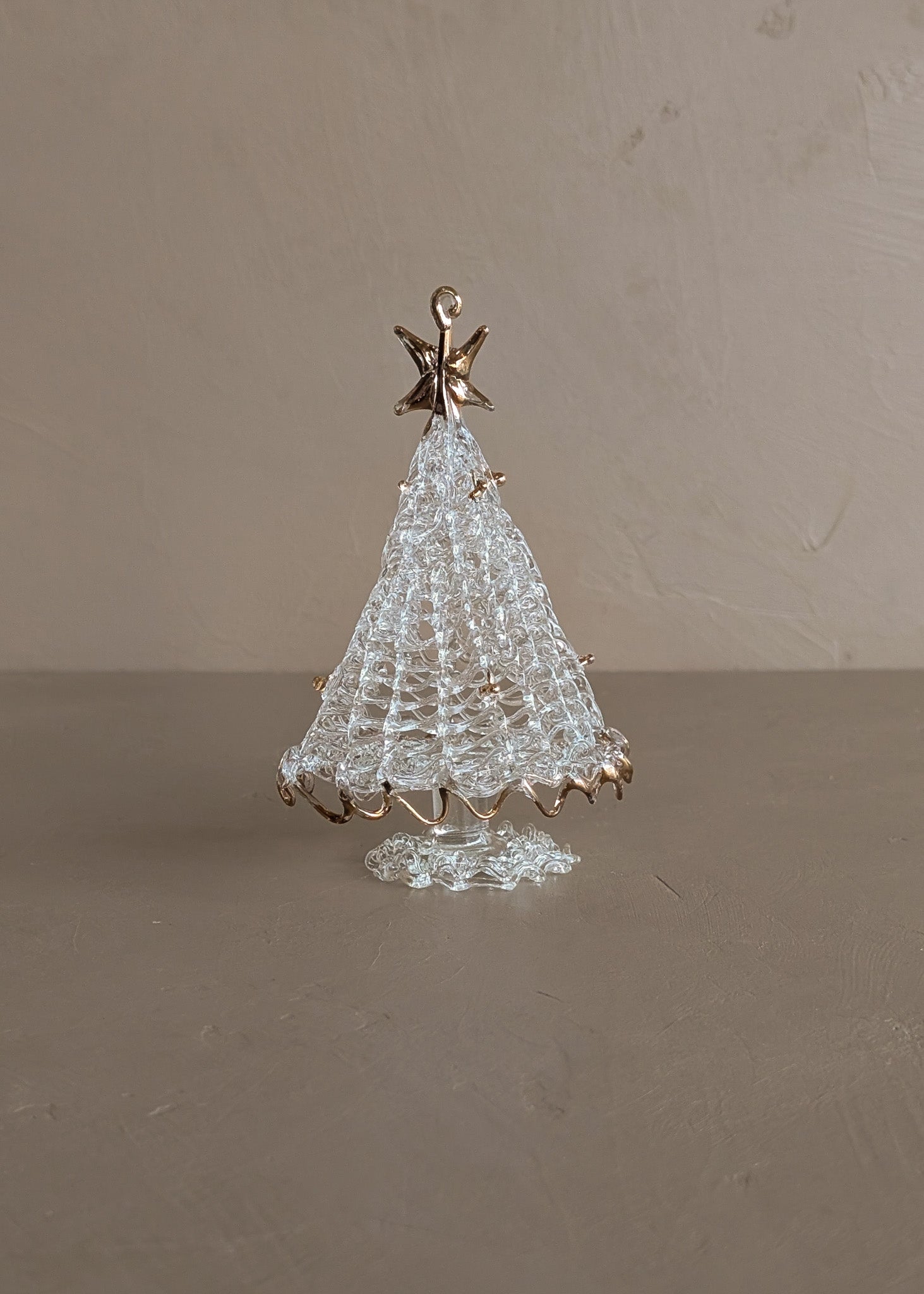 Handblown Glass Christmas Tree Ornament with Gold Detailing
