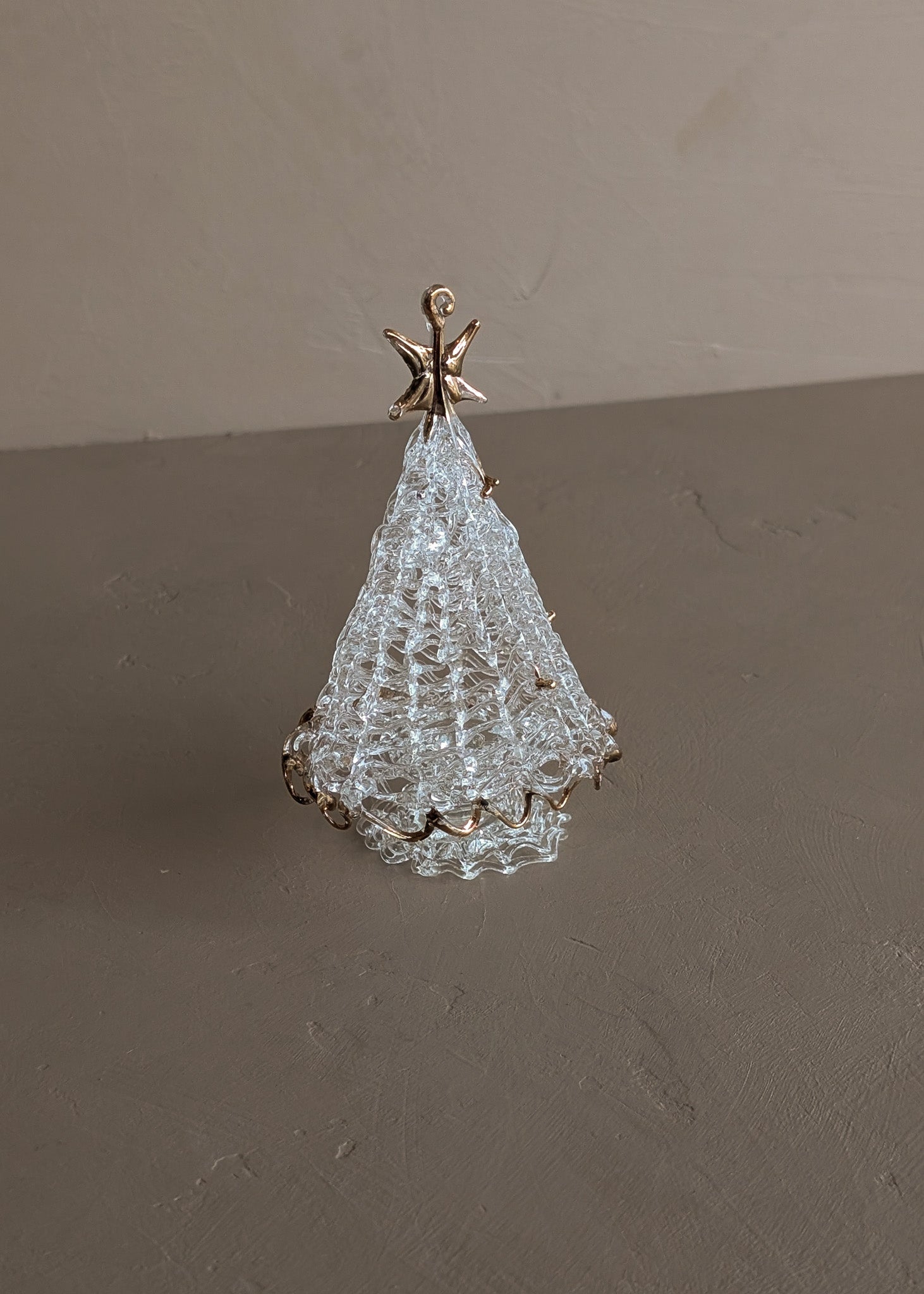 Handblown Glass Christmas Tree Ornament with Gold Detailing