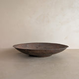 Large Patinated Vintage Handcrafted Hammered Copper Dish Bowl with Triskelion Detailing