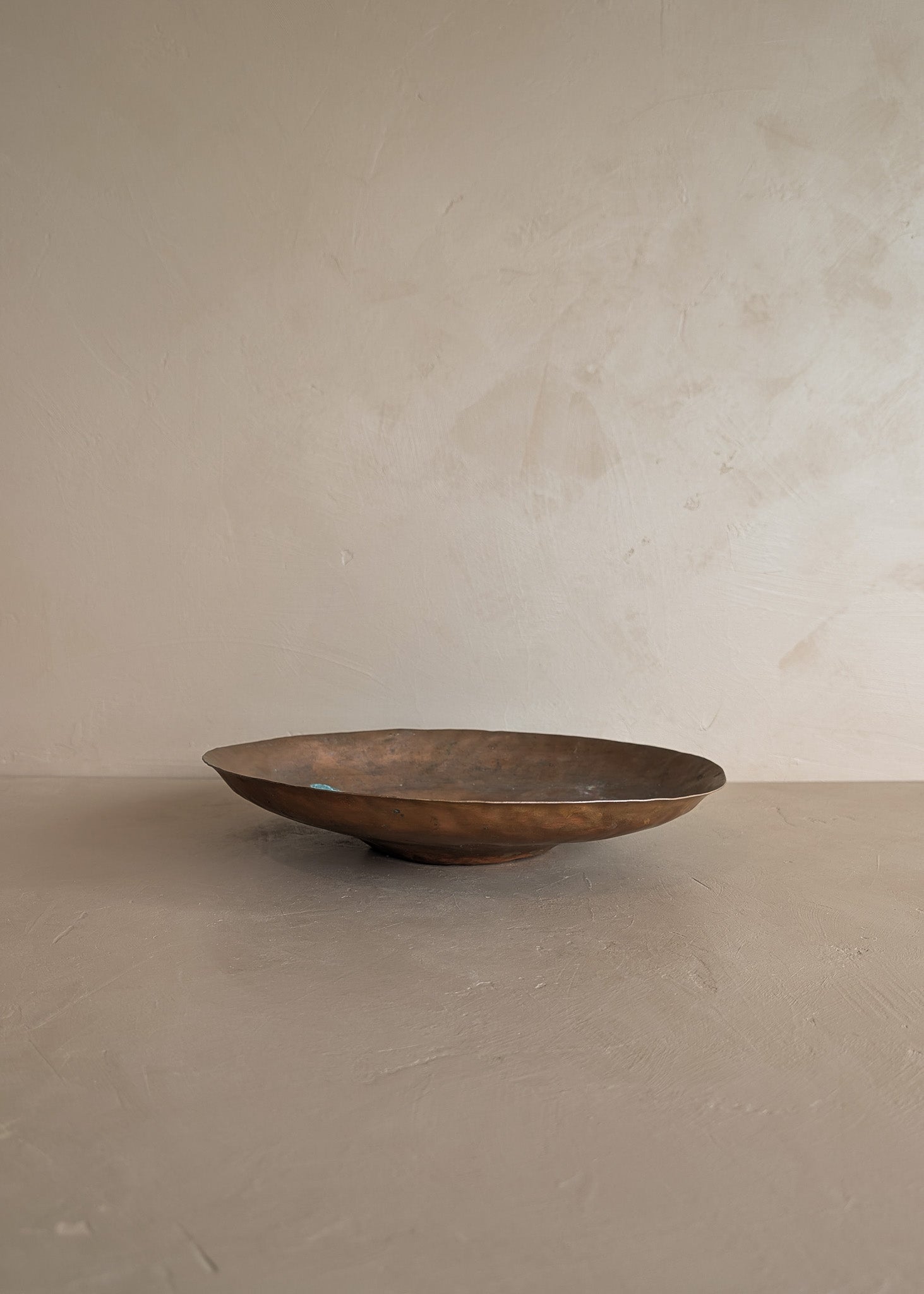 Patinated Vintage Handcrafted Hammered Copper Dish Bowl