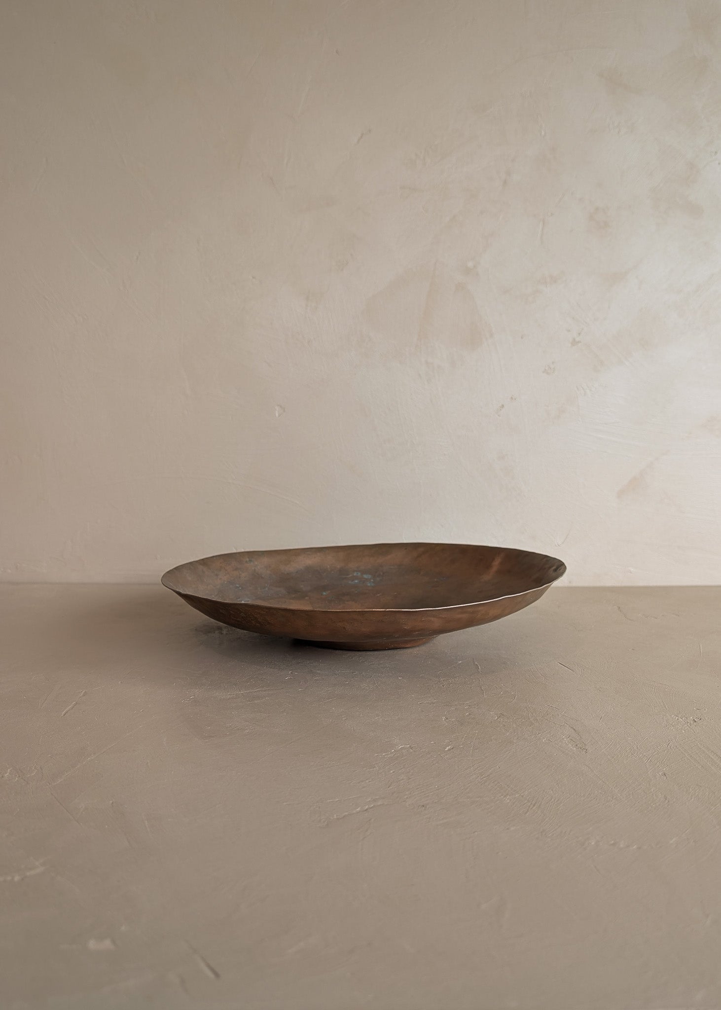 Patinated Vintage Handcrafted Hammered Copper Dish Bowl