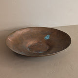 Patinated Vintage Handcrafted Hammered Copper Dish Bowl