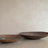 Large Patinated Vintage Handcrafted Hammered Copper Dish Bowl with Triskelion Detailing