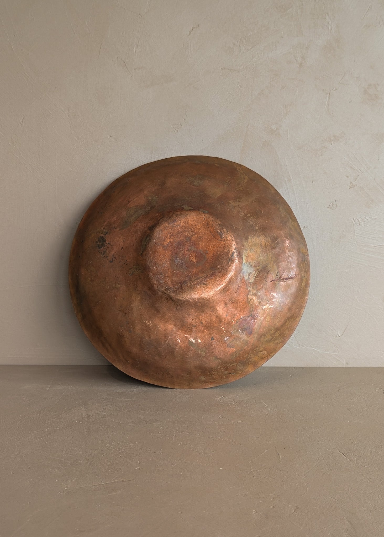 Patinated Vintage Handcrafted Hammered Copper Dish Bowl
