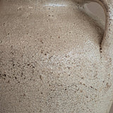 Unique Vintage Handled Terracotta Vessel Jug with Creamy White Crackled Glaze