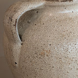 Unique Vintage Handled Terracotta Vessel Jug with Creamy White Crackled Glaze