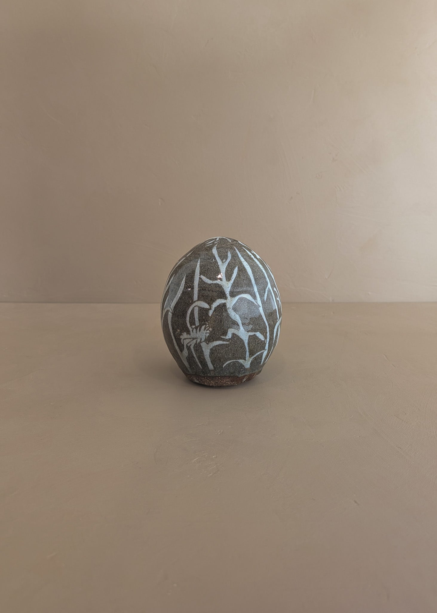 Unique Neutral Nude Woman, Animal and Garden Ovoid-Shaped Studio Pottery Sculpture