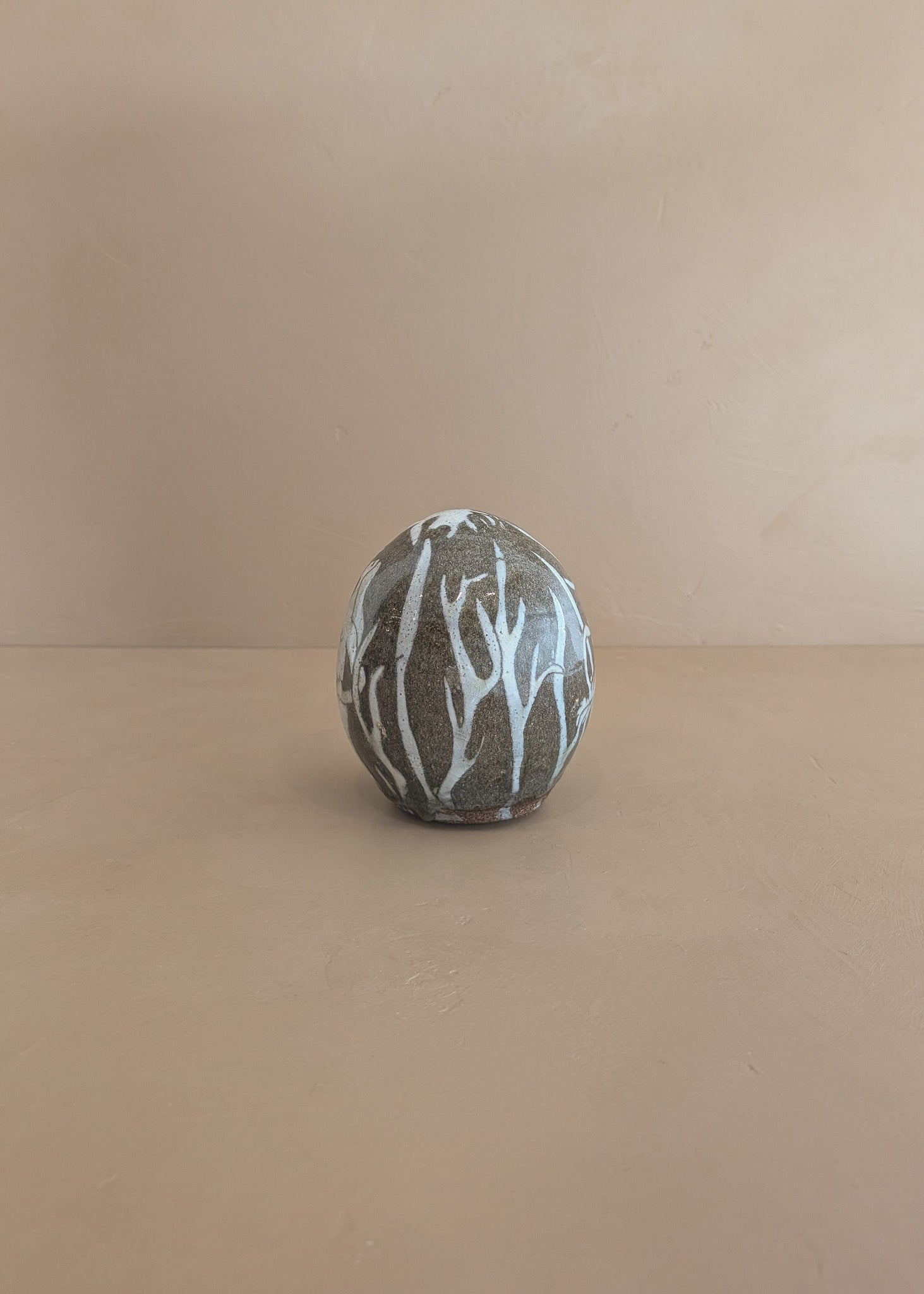 Unique Neutral Nude Woman, Animal and Garden Ovoid-Shaped Studio Pottery Sculpture