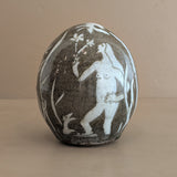 Unique Neutral Nude Woman, Animal and Garden Ovoid-Shaped Studio Pottery Sculpture