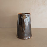 Antique Dark Brown Salt-Glazed Stoneware Pottery Pitcher