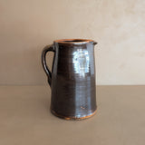 Antique Dark Brown Salt-Glazed Stoneware Pottery Pitcher