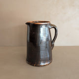 Antique Dark Brown Salt-Glazed Stoneware Pottery Pitcher