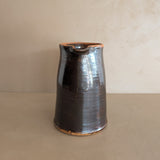 Antique Dark Brown Salt-Glazed Stoneware Pottery Pitcher
