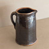 Antique Dark Brown Salt-Glazed Stoneware Pottery Pitcher