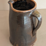 Antique Dark Brown Salt-Glazed Stoneware Pottery Pitcher