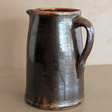 Antique Dark Brown Salt-Glazed Stoneware Pottery Pitcher