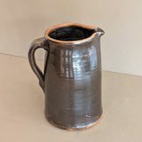 Antique Dark Brown Salt-Glazed Stoneware Pottery Pitcher