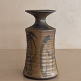 Vintage Midcentury Neutral Brown Stoneware Designs West Pottery Vase with Freeform Detailing