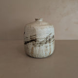 Heavy Vintage 1974 Signed Neutral Studio Pottery Vase with Freeform Organic Detailing