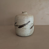Heavy Vintage 1974 Signed Neutral Studio Pottery Vase with Freeform Organic Detailing
