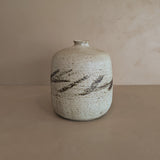 Heavy Vintage 1974 Signed Neutral Studio Pottery Vase with Freeform Organic Detailing