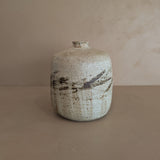 Heavy Vintage 1974 Signed Neutral Studio Pottery Vase with Freeform Organic Detailing