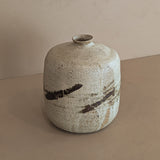 Heavy Vintage 1974 Signed Neutral Studio Pottery Vase with Freeform Organic Detailing